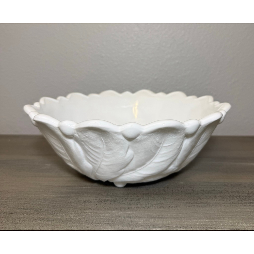 vintage Indiana Glass Wild Rose milk glass footed bowl Cottagecore